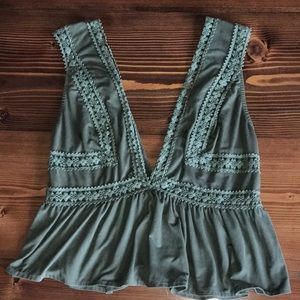 Olive Green Peplum Top